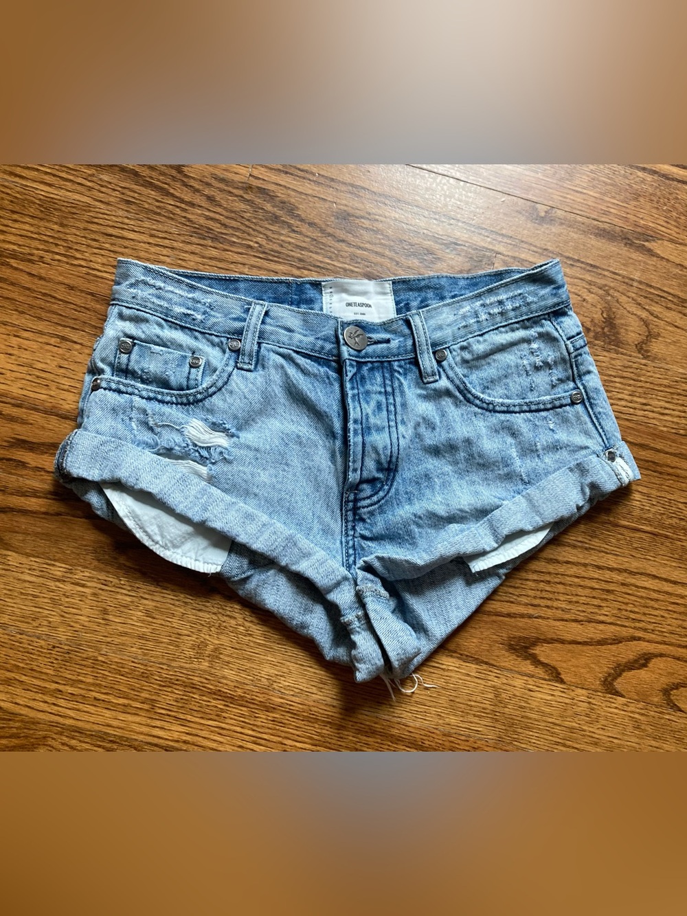 One Teaspoon blue denim salty dog bandits shorts size 24